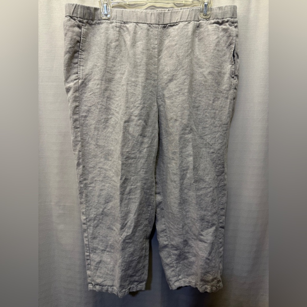 J. Jill Love Linen Wide Leg Beige Elastic High Rise Crop Tapered Pants Sz L
